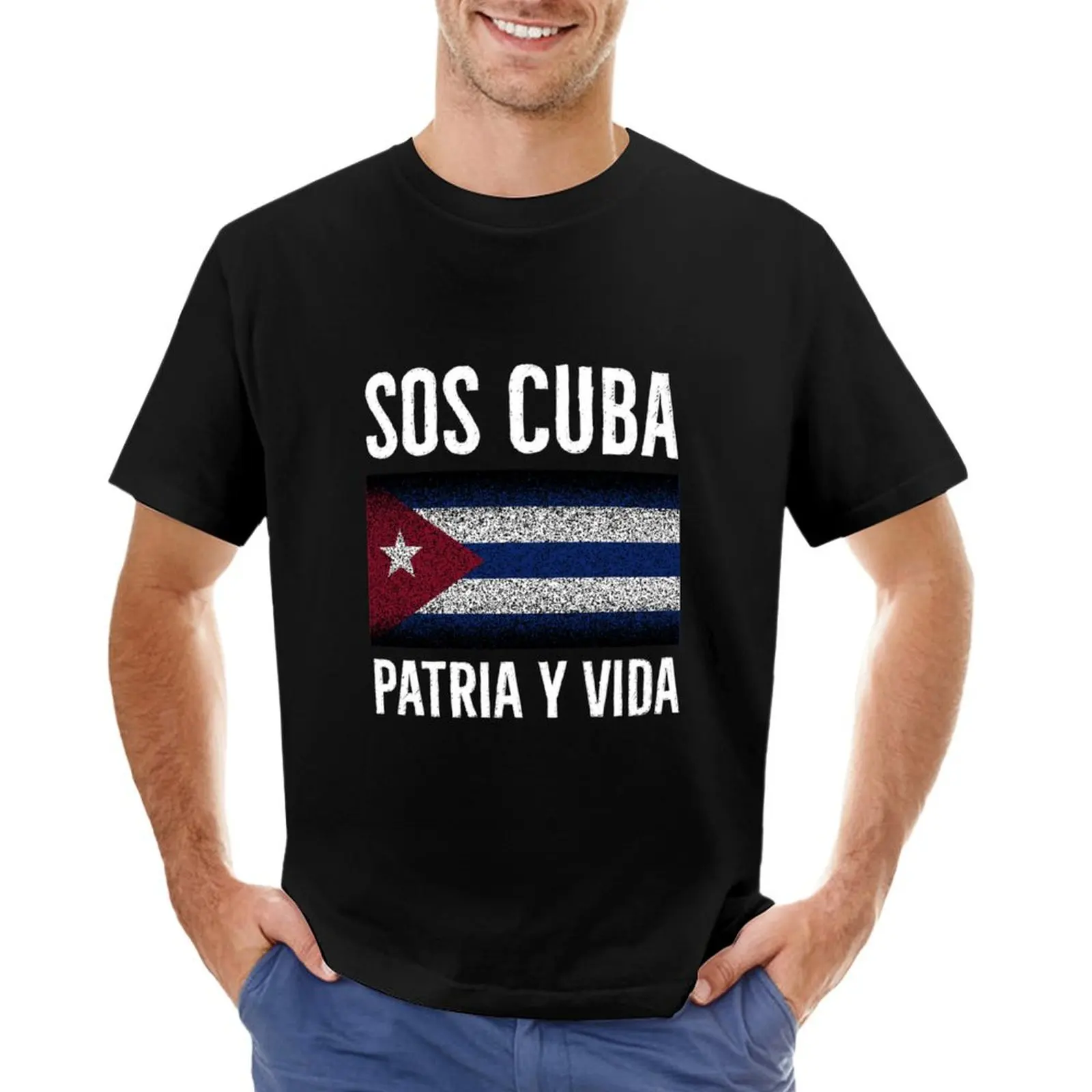 

Футболка patria y vida с кубинским флагом без надписей sos, простая Летняя мужская рубашка с кубинским флагом, высокий Топ