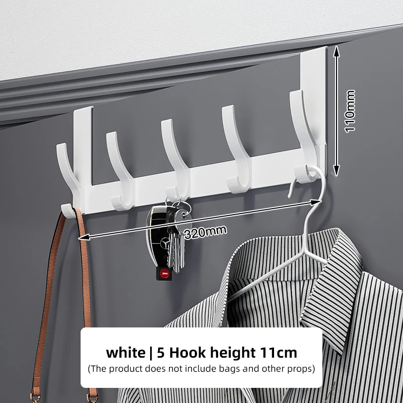 Aluminum Row Hook Behind The Door Free Punching Hanger Storage Porch Heavy Duty Wall Mount Towel Clothing Bag Holder Household storage hook door hook