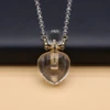 Clear Quartz Perfume Bottle Natural Stone Heart Shape Pendant Necklace Essential Oil Bottle Charming Women Girl Daily Gifts 2
