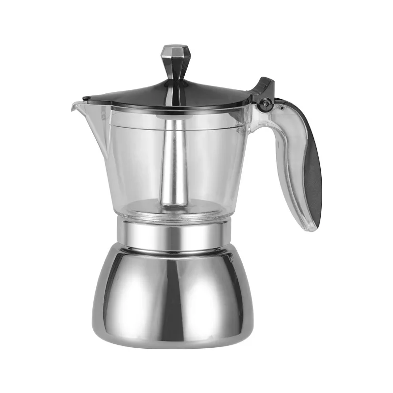 Easyworkz Diego Stovetop Espresso Maker Stainless Steel Italian Coffee Machine Maker 4cup 6.8 oz Induction Moka Pot