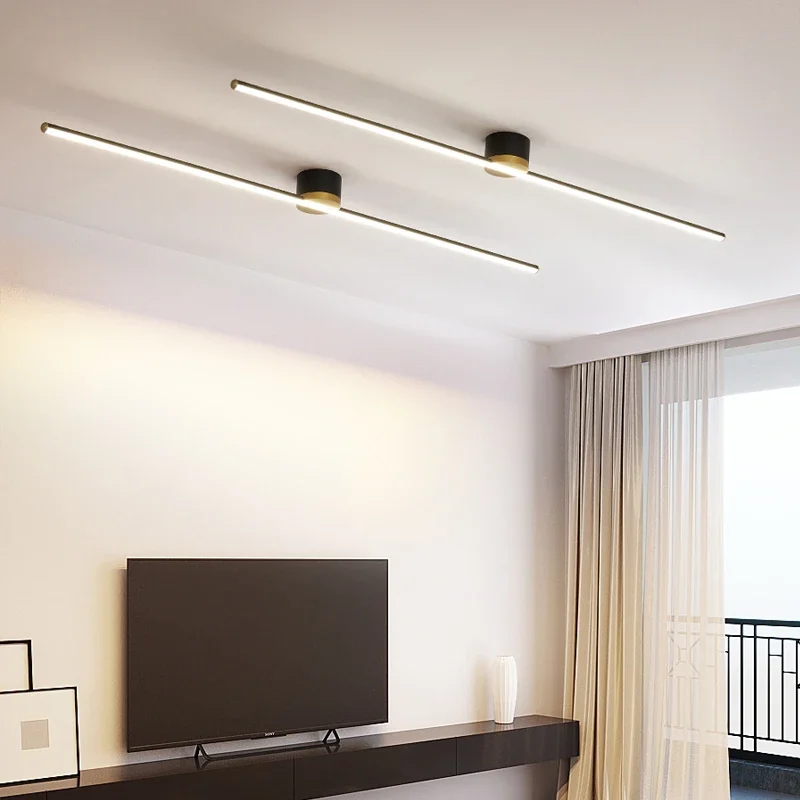 

Minimalist One Word Line Long Strip Chandeliers Living Room Bedroom Surface Mounted Ceiling Lamp Aisle Modern Led Lighting Light