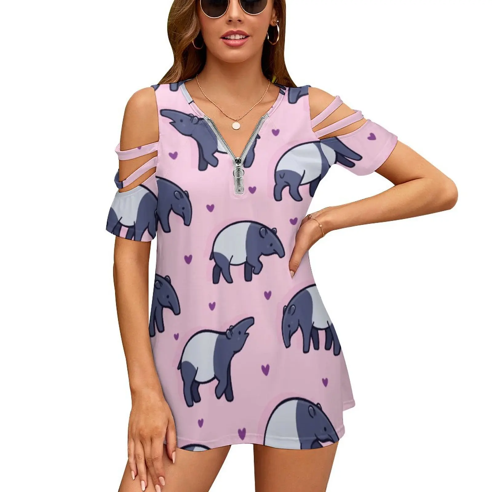 

Крошечные женские пикантные винтажные футболки на молнии с принтом, топы, футболка с полным принтом, милые Мультяшные принты