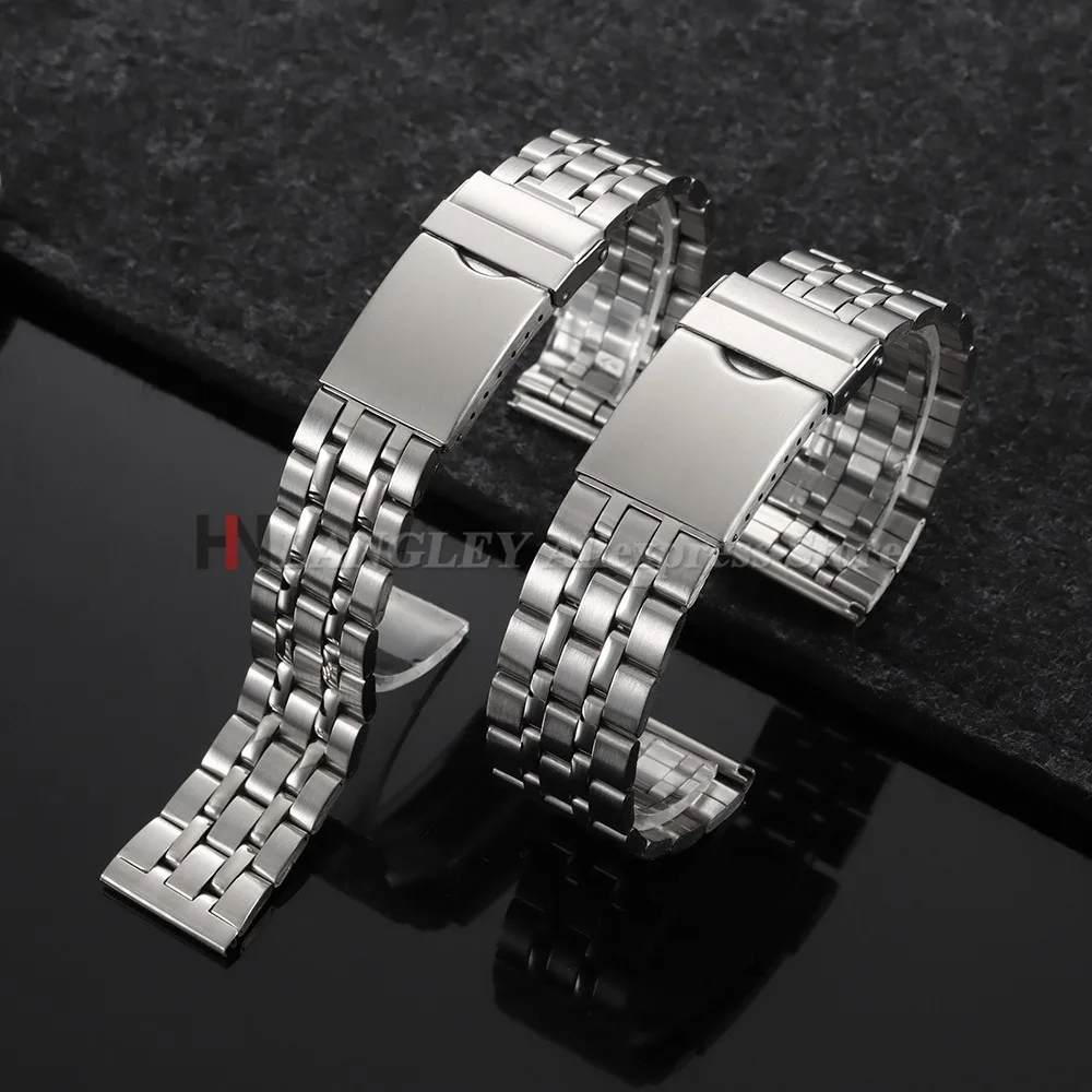 Men's Silver Stainless Steel Watch Strap with Folding Buckle
