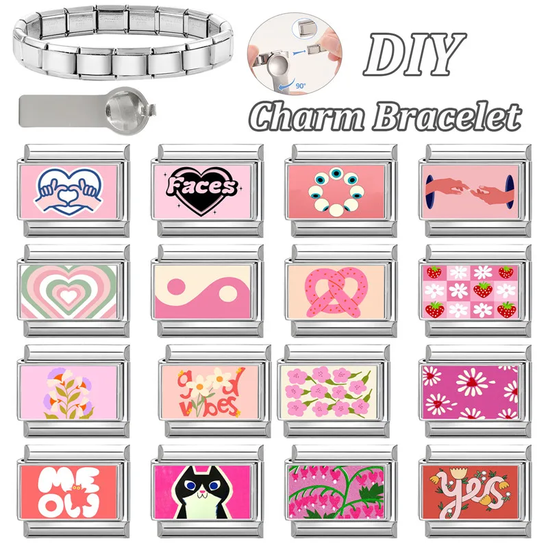 Pink Charm Bracelet Stainless Steel Products