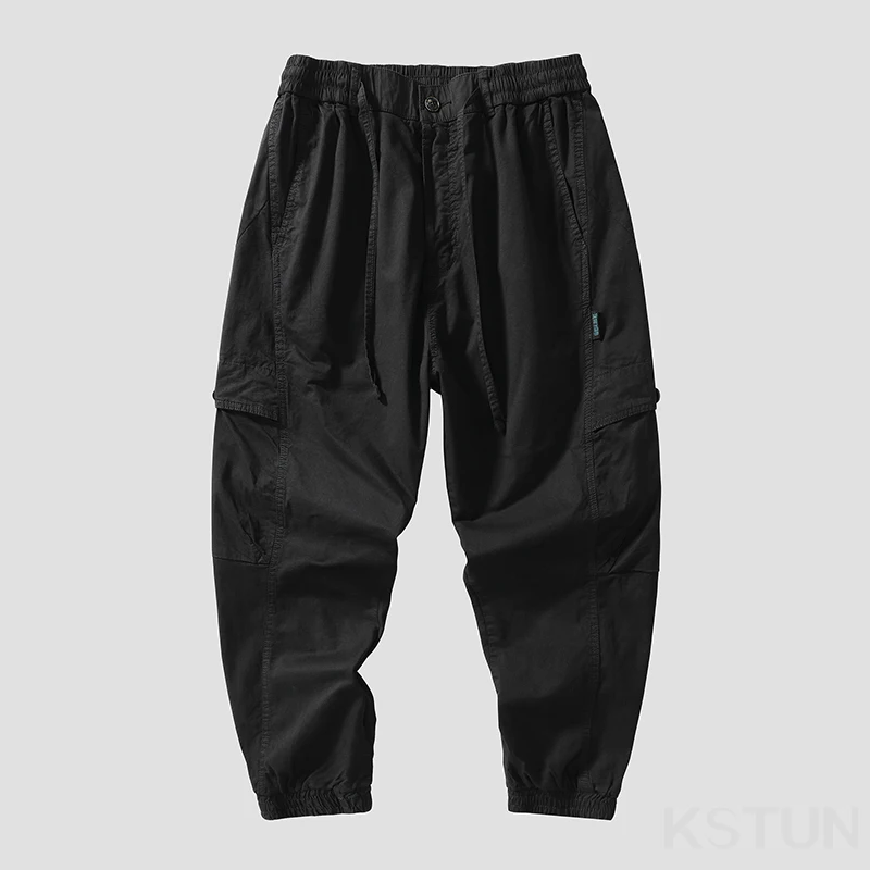 Men Cargo Pants Drawstring Elastic Waist Loose Jogger Casual Pant Harem Sweatpants