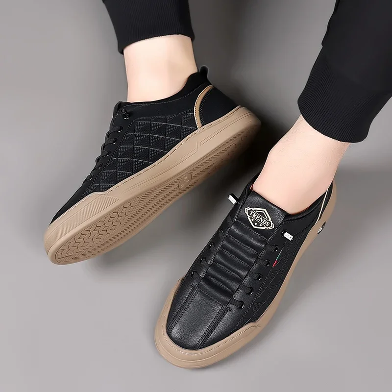 

New Handmade Shoes Genuine Leather Casual Shoes for Men Flat Platform Shoes Outdoor Footwear Loafers Breathable Sneakers