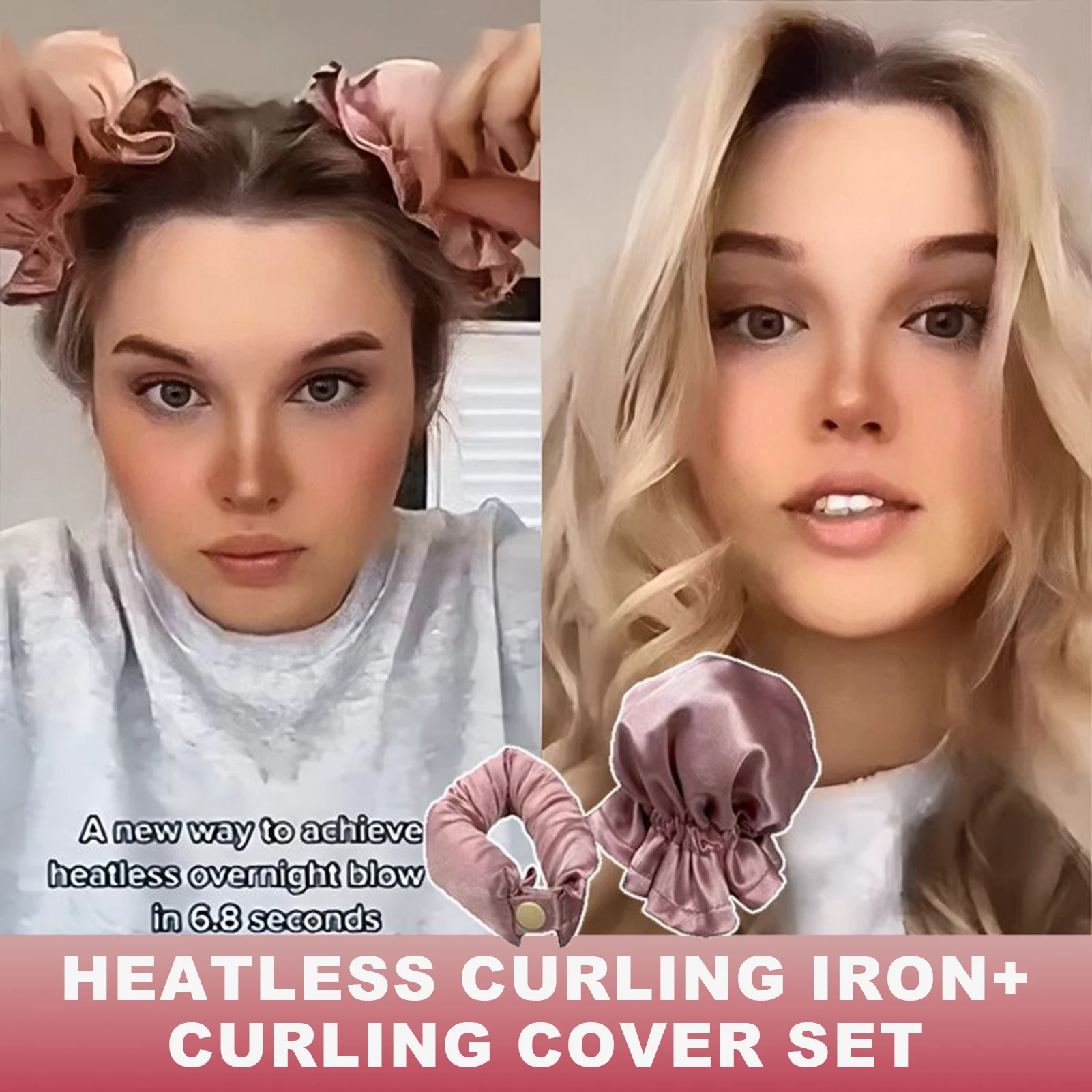Lazy Heatless Curling Hair Rollers Curls No Heat Curler Blowout Flexi Rods Sleeping Headband hair cover styling tools for women
