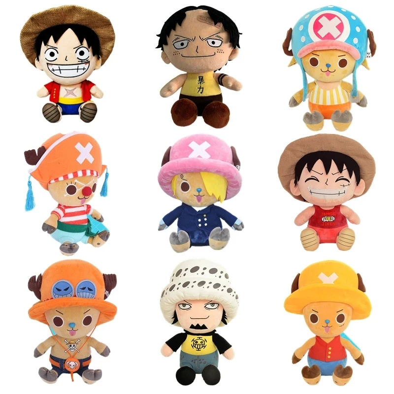 

New 14-25cm One Piece Plush Toys Anime Figure Luffy Chopper Ace Law Cute Doll Cartoon Stuffed Keychain Pendants Kids Xmas Gifts
