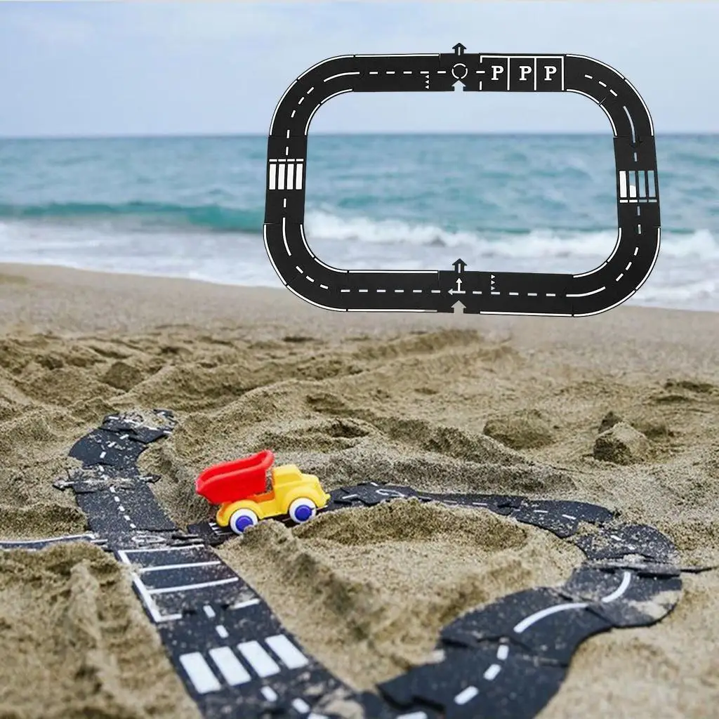 

DIY PVC Road Train Set Kids Roadway Building Motorway Toy Scene Floor Carpet Boys Gift