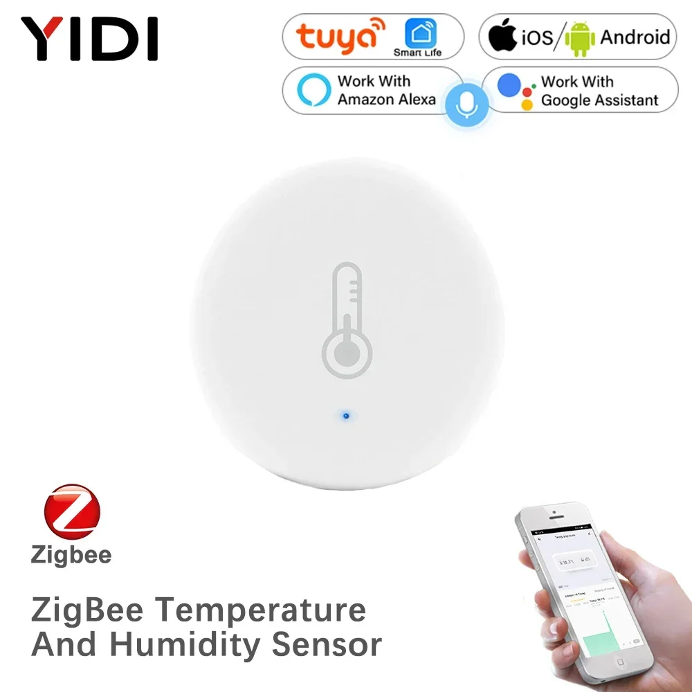 Tuya-ZigBee 스마트 온도 및 습도 센서, 배터리 전원 보안 투야 스마트라이프 앱 알렉사 구글 홈