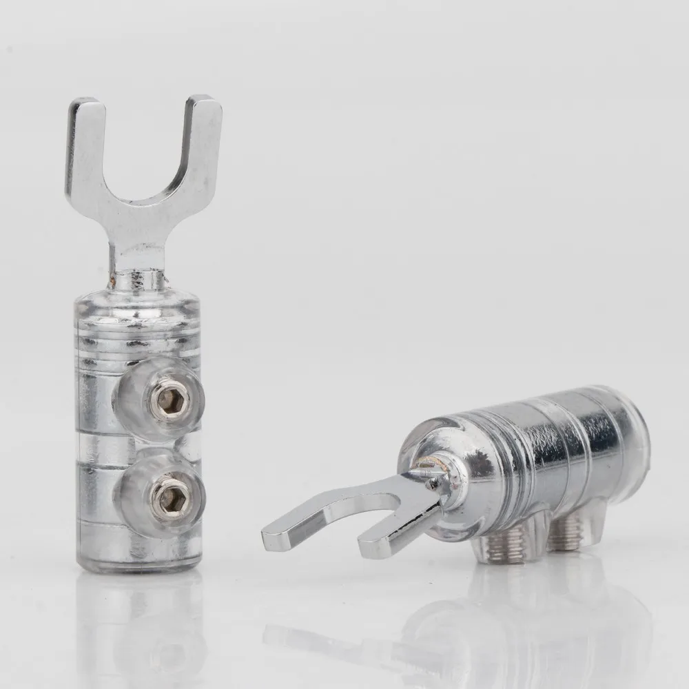 4 stücke SY1538R Rhodium Überzogene Stecker Conenctor Gabel stecker Spaten Lautsprecher Y Stecker Audio Schraube Gabel Anschlüsse Hohe Klar – Detail 2
