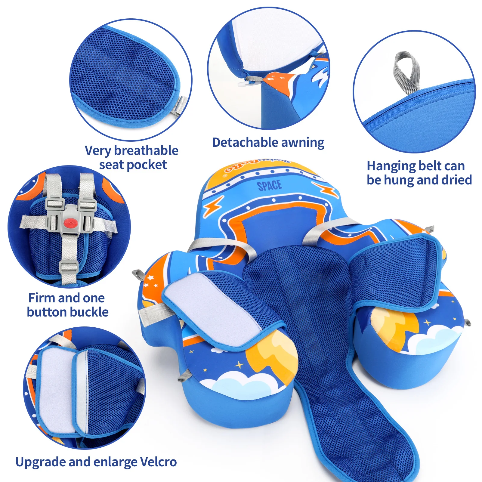 Swimbobo New Style Non-inflatable Baby Swimming Seat Float Children Swim Ring Pool Safe Pvc Kids Non Inflatable Seat Floating 5