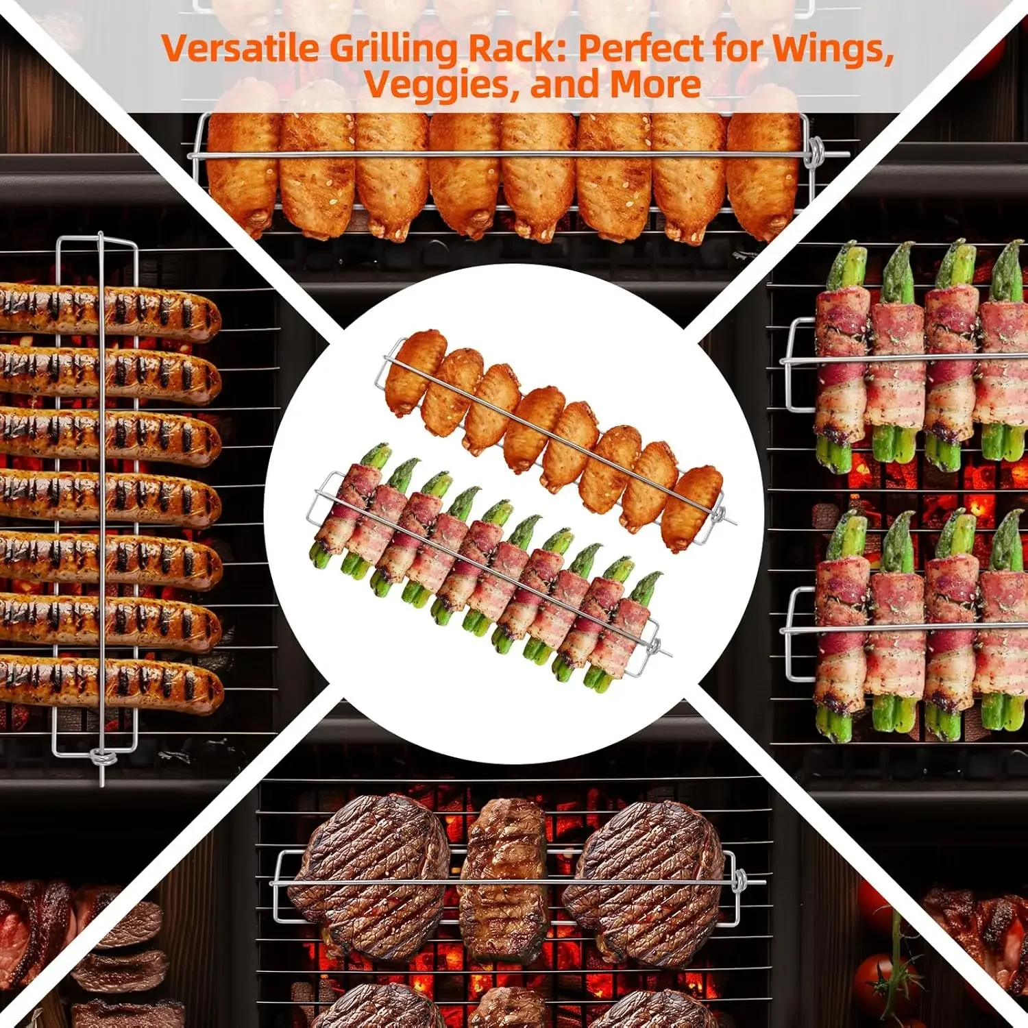 Wing Rails for Grilling Chicken Wings Clamping Flat Wing Rails for Grill BBQ Accessories Grilling Tools Outdoor Picnic Camping grill oven accessories