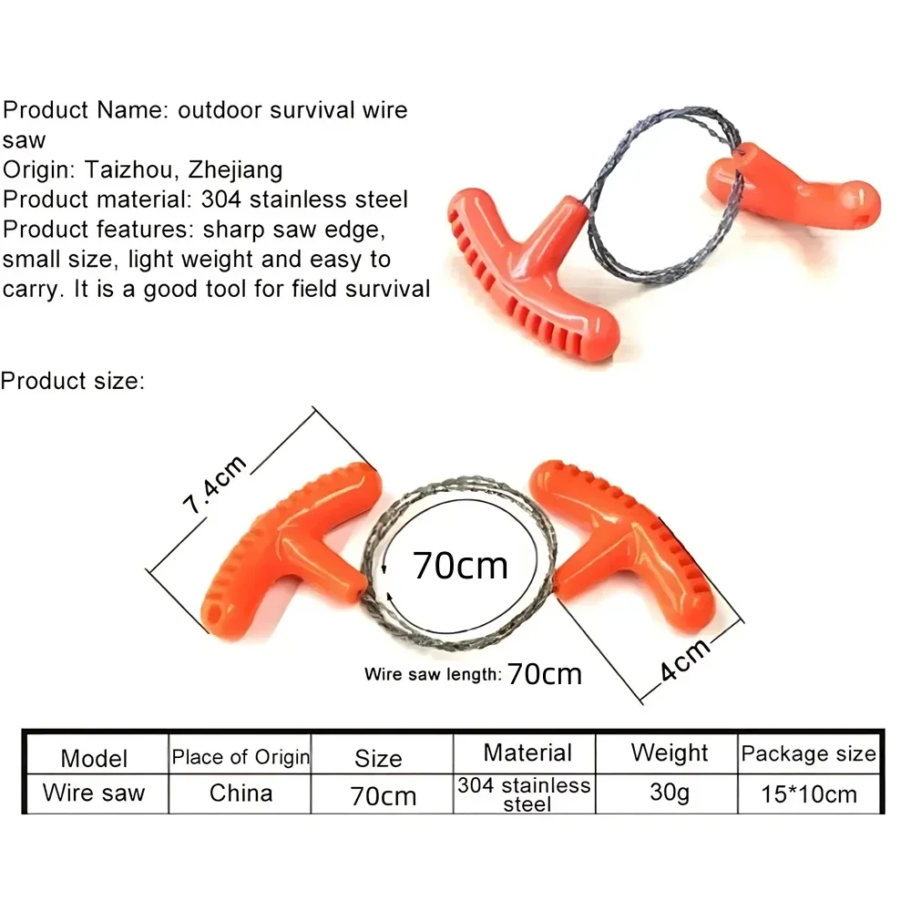 Outdoor Manual Hand Steel Wire Saw Survival Tools Hand Chain Saw Cutter Portable Travel Camping Emergency Gear Steel Wire Kits