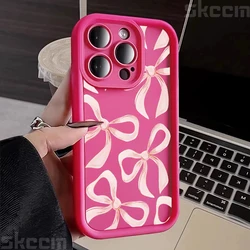 Chic Light Pink Bow Silicone Phone Case - Anti - Drop Soft Cover - 7Plus or 8Plus (Rose red DSF220)