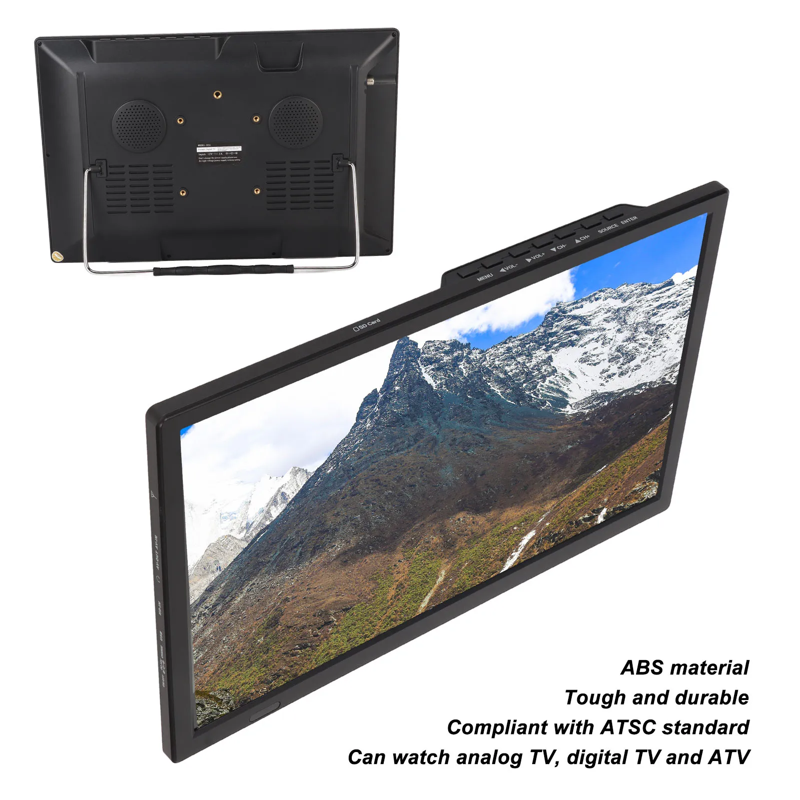 Portable LED TV 16 Inch Portable LED TV 1080P ATSC High Sensitivity Widescreen USB Digital Tuner AV In Out Digital TV