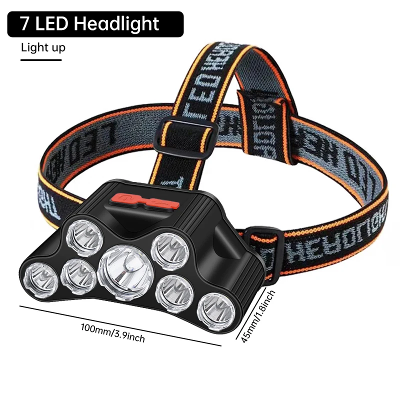 Head Flashlight Usb Rechargeable Led Super Bright 5 Working Modes Waterproof Head-Mounted for Night Fishing Hiking