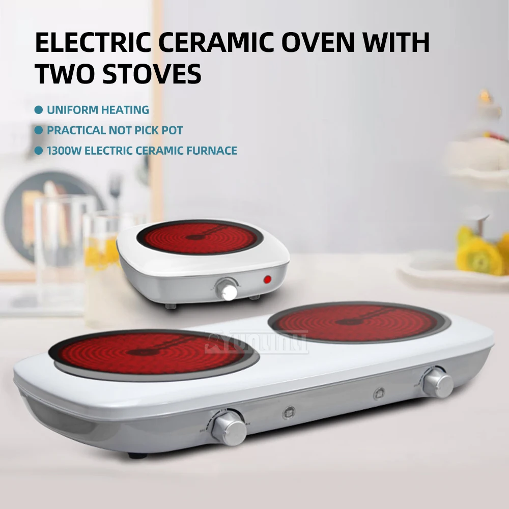 Kitchen Double Cooktop Electric Ceramic Cooker 1300W