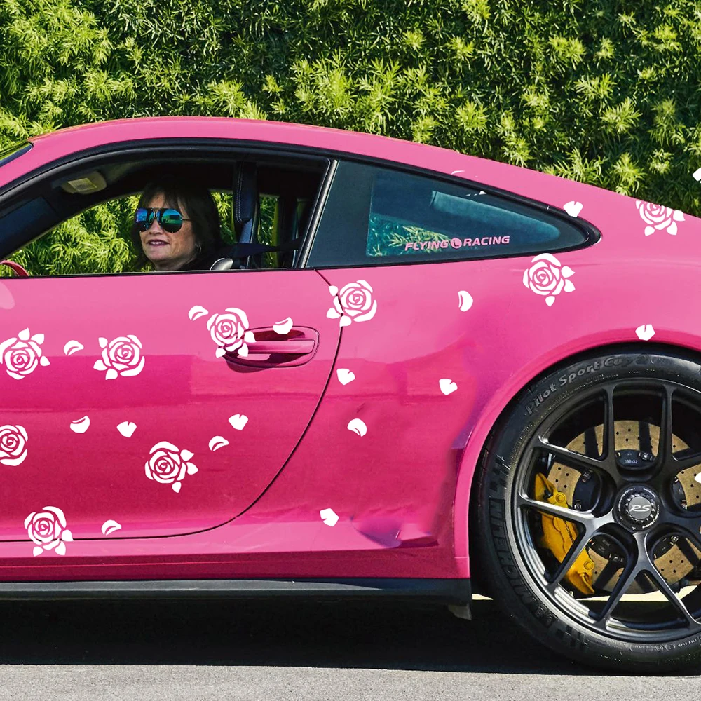 

Rose and Falling Petals Car Sticker for Body Side Bumper Window Windshield Auto Vehicle Vinyl Decal