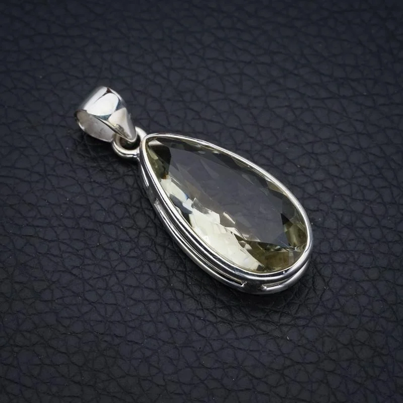 

StarGems Green Amethyst Handmade 925 Sterling Silver Pendant 1.5" F4011