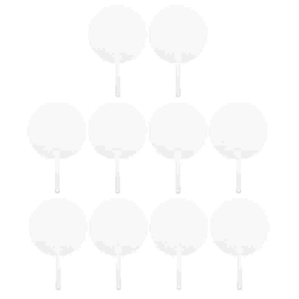10 Pcs Round Hand Fan DIY Painting Fans Blank Held Clear Ornaments for Kids Graffiti Summer