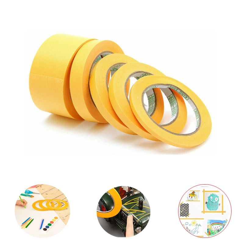 Car Masking Tape Paper Painting Yellow Decorative Masking Tape 50m