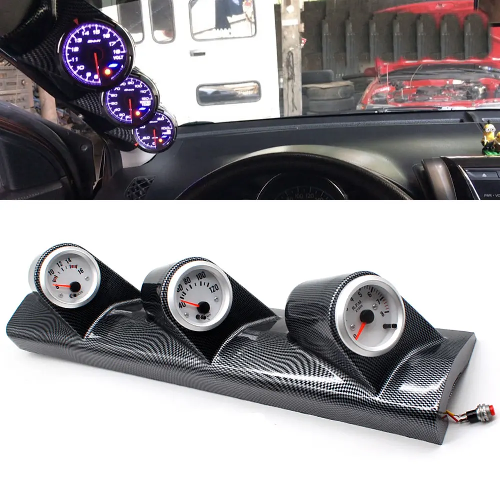 52mm 60mm Universal 3 Hole Left/Right Hand  Auto Dual Holes A-Pillar Holes Gauge Holder Pod Modified Instrument