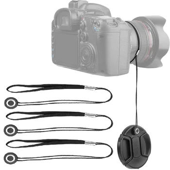 Confezione da 3 tappi per lenti, guinzaglio, supporto per copriobiettivo con panno per pulizia in microfibra, impedisce il copriobiettivo smarrito per fotocamera reflex DSLR Canon