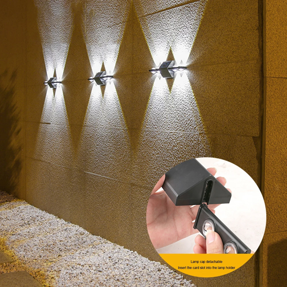 야외 LED 태양열 벽 조명, 최대 8 시간 지속되는 장식 발코니 계단 조명, 파티오 스포트 라이트, 8 LED 파티오 정원 장식, 800mAh, 2 개