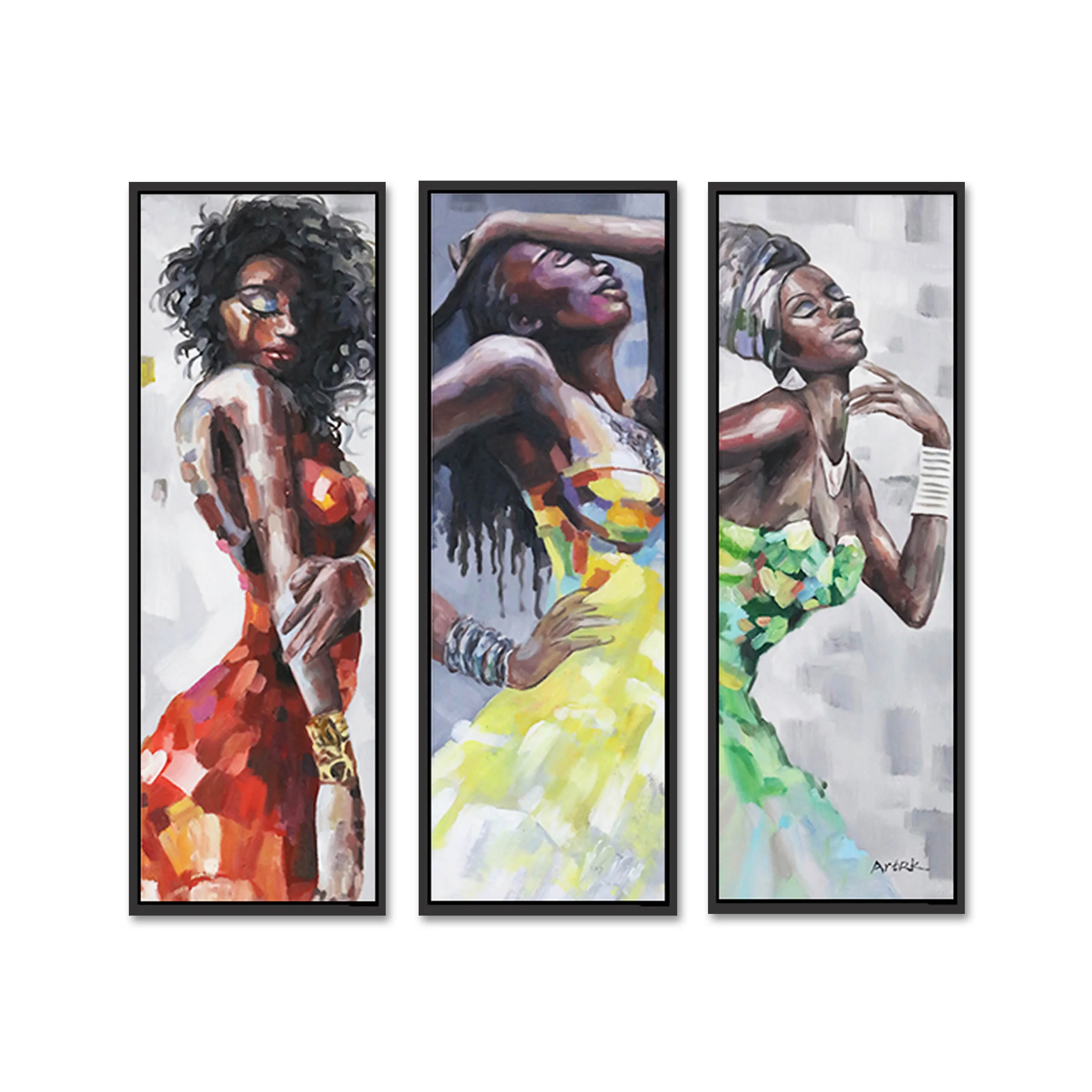 

Painting African Art Pictures Home Wall Decor 3 Panel African Women Painting Handmade African Painting