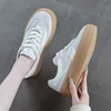 CICIYANG Women's Sneakers Thick-soled 2025 New Genuine Leather Mesh Ladies Moral Training Shoes Casual Spring Flat Shoes Women 2
