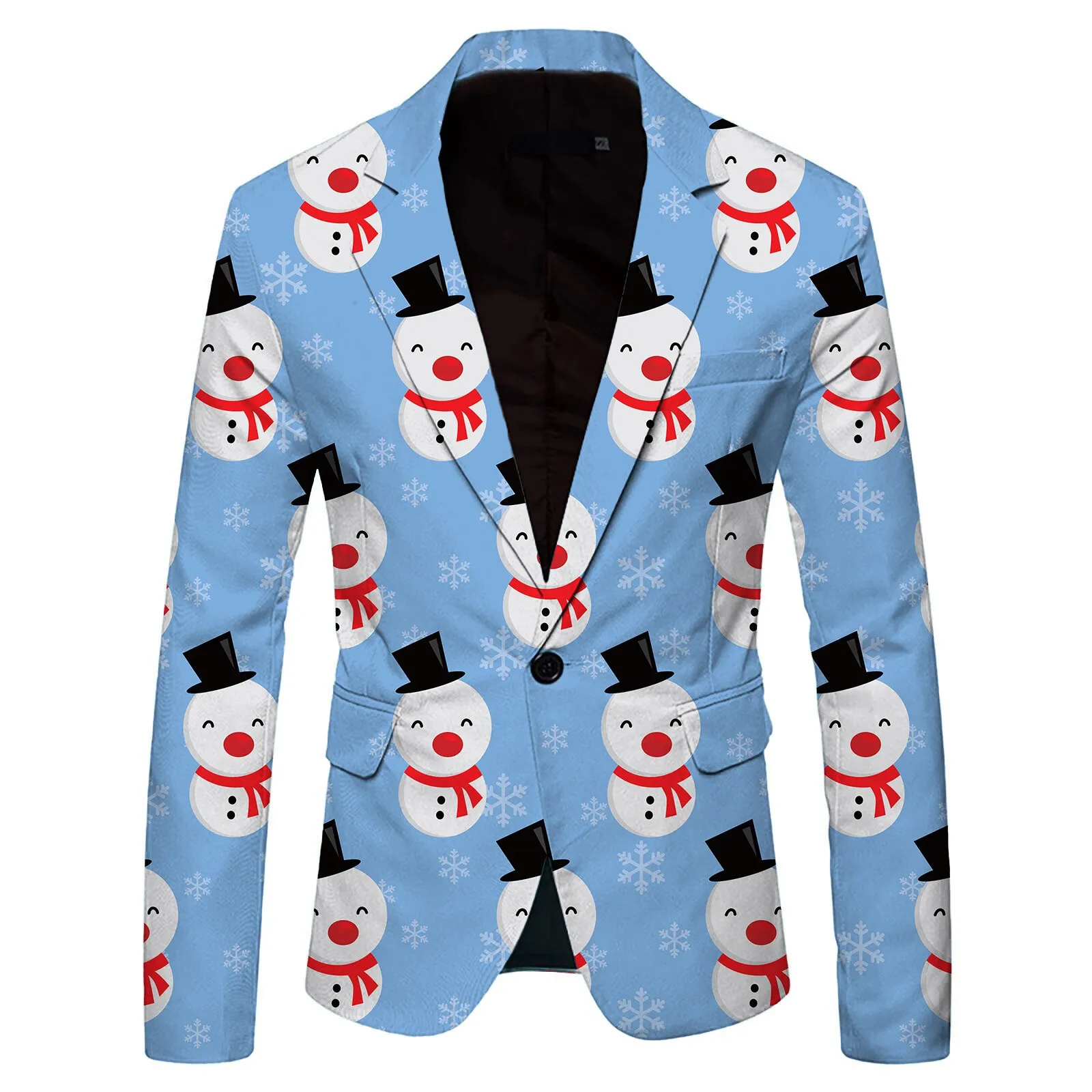 Men's Blazers Christmas Cartoon Santa Snowman Printed Loose Single Breasted Lapel Casual Party Fashion Suit Jacket Male Tops