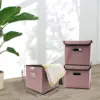 2Pcs Collapsible Storage Bins with Lid 25*25cm Linen Fabric Storage Baskets Washable Decorative Storage Box 5