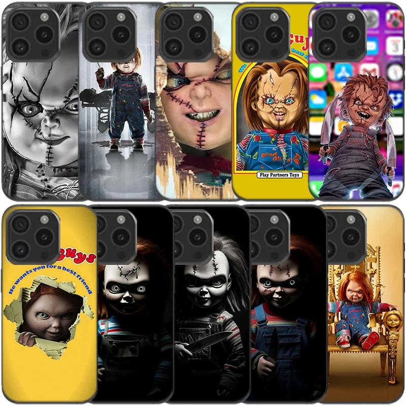 coque de téléphone transparente planchers y chucky butter, film d'horreur, coque en poly souple, adaptée pour apple iphone 12 13 mini 11 14 15 16 pro max, xs max