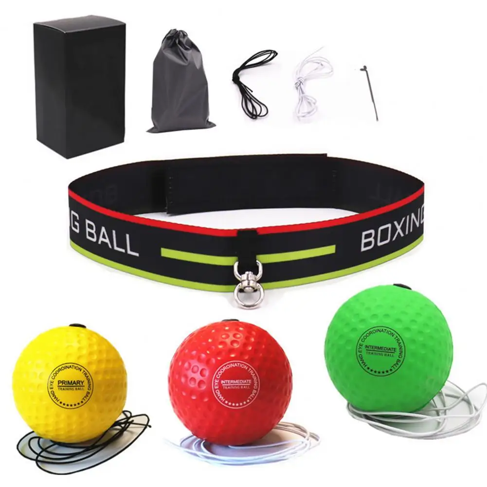 Head Mounted Boxing Ball Portable Boxing Ball Set with Adjustable Headband for Hand Eye Coordination Training Fitness Equipment