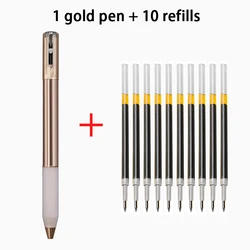 Luxury Smooth - Writing Gel Pen Set - 0.5mm Fine Point Black Ink (Gold - 11 pcs set)