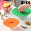 5pcs Microwave Cover Silicone Lids  Suction Covers for Pots Pans Bowls Cups Skillets Splatter Protection Easy Food Storage