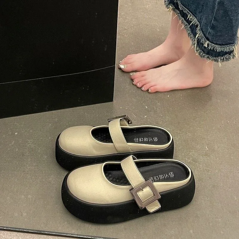 Outside Cute Slides Round Toe Women's Slippers and Ladies