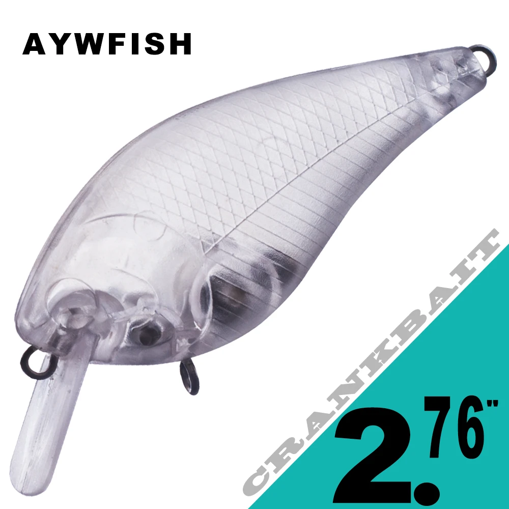 Aywfish 15 Pz/Lotto Floating Crank Hard Baits Sonagli Fish Tackle 2.76In 7.9G Non Verniciato Square Bill Crankbait Per La Pesca Fai Da Te