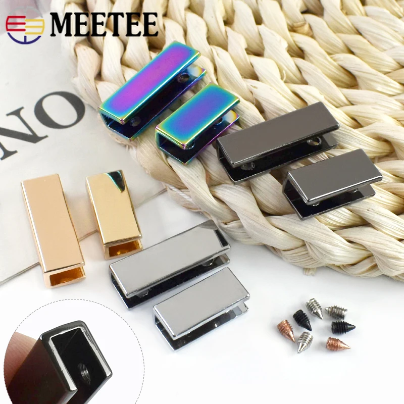 4/10/20Pcs Meetee 25*9mm 금속 테일 클립 버클 (나사 포함) 핸드백 가장자리 보호대 웨빙 스톱 클립 DIY 바느질 액세서리