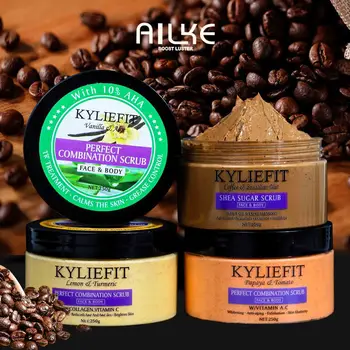 KYLIEFIT 천연 각질 제거 소금 바디 및 페이스 스크럽, 보습 피부, 다크 스팟, 셀룰라이트, 각질, 주름 개선