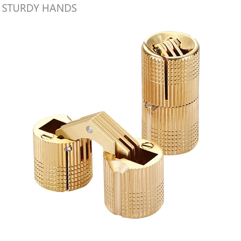Copper Barrel Concealed Hinges Cylindrical Hidden Cabinet Hidden Door Hinges Furniture Hardware Support 2PCS 8mm-18mm