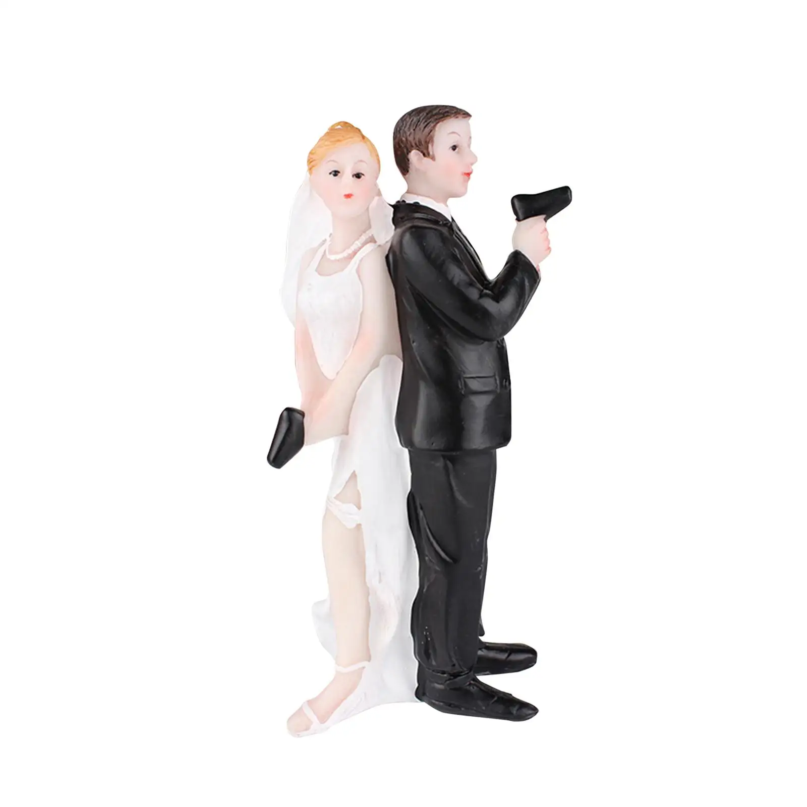 

Rustic Cake Topper Bride and Groom Figurine Funny Small Dolls Marry Sculpture Miniature Scene People for Anniversary Desktop
