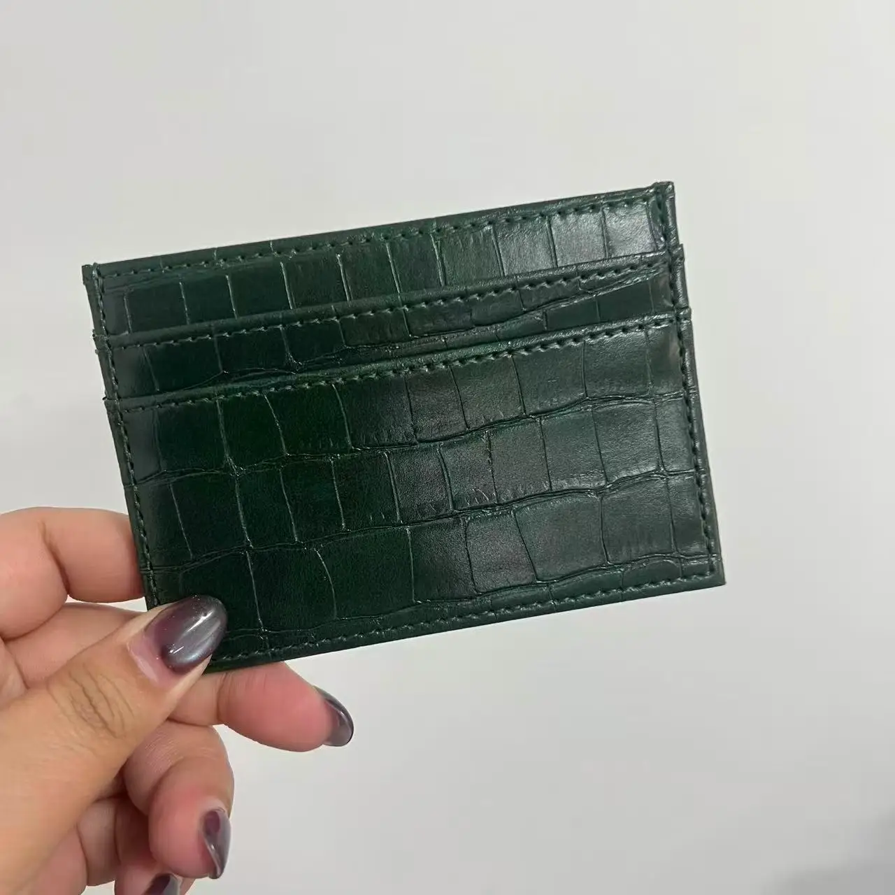 Personalized Initials Slim Leather Card Holder - Custom Monogram Name Wallet and DIY Gift
