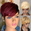 Pixie Cut Short Bob Wig For Black Women Human Hair Wigs With Bangs Cosplay Brazilian Red Bone Straight Full Machine Cheap Wig 1