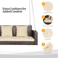 Rattan Porch Swing, Heavy Duty 800 LBS Outdoor Hanging Seat with Extra Cushion and Adjustable Chain, The Porch Swing Seat 2