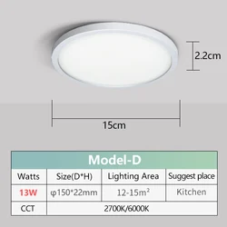 Ultra Thin LED Ceiling Light for Indoor Home Decor, Multiple Watt Options (Cold White)