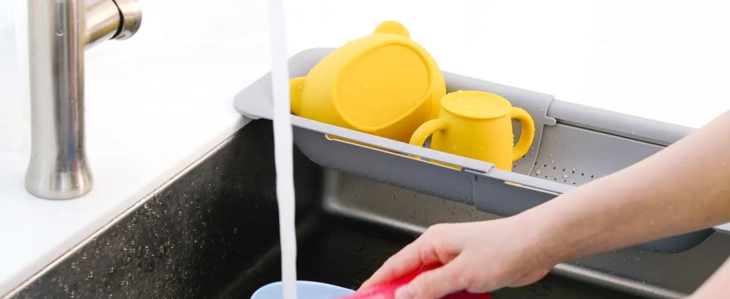 Sink Drain Rack – Adjustable Retractable Kitchen Shelf with Plastic Drain Basket