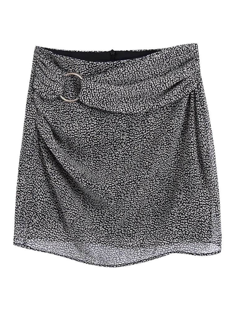 Women Leopard Print Chiffon Chic Design Mini Skirts Casual Female High Waist Clothes LUJIA ALAN P2660 sequin skirt