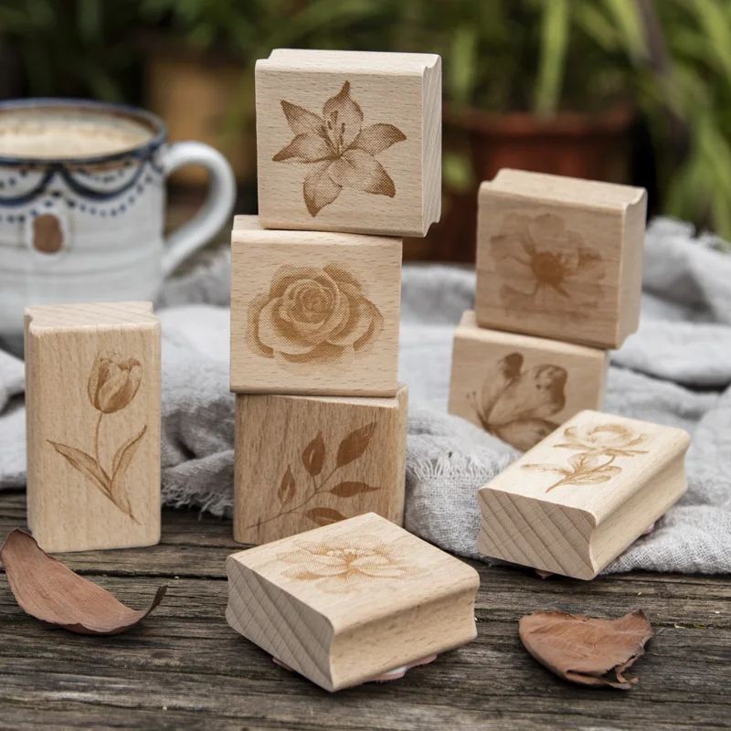 

8PCS/LOT Ink Blossom series stamp DIY wooden rubber stamps stationery scrapbooking standard stamp
